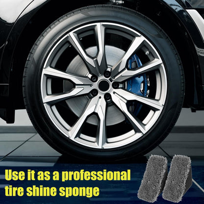 3 PCS Tire Shine Applicator Sponges, Microfiber Tire Brightener Applicator Pad Durable and Reusable Tires Dressing Applicators Pad, Tires Applicator-Pad for Car Detailing Cleaning Sealant Conditioner