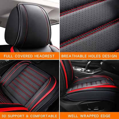 MINGBRON Leather Car Seat Covers,Car Seat Protector Waterproof,Seat Covers Full Set, Car Seat Protectors 5 Seats,Automotive Seat Covers Fit Most Cars Wine Red