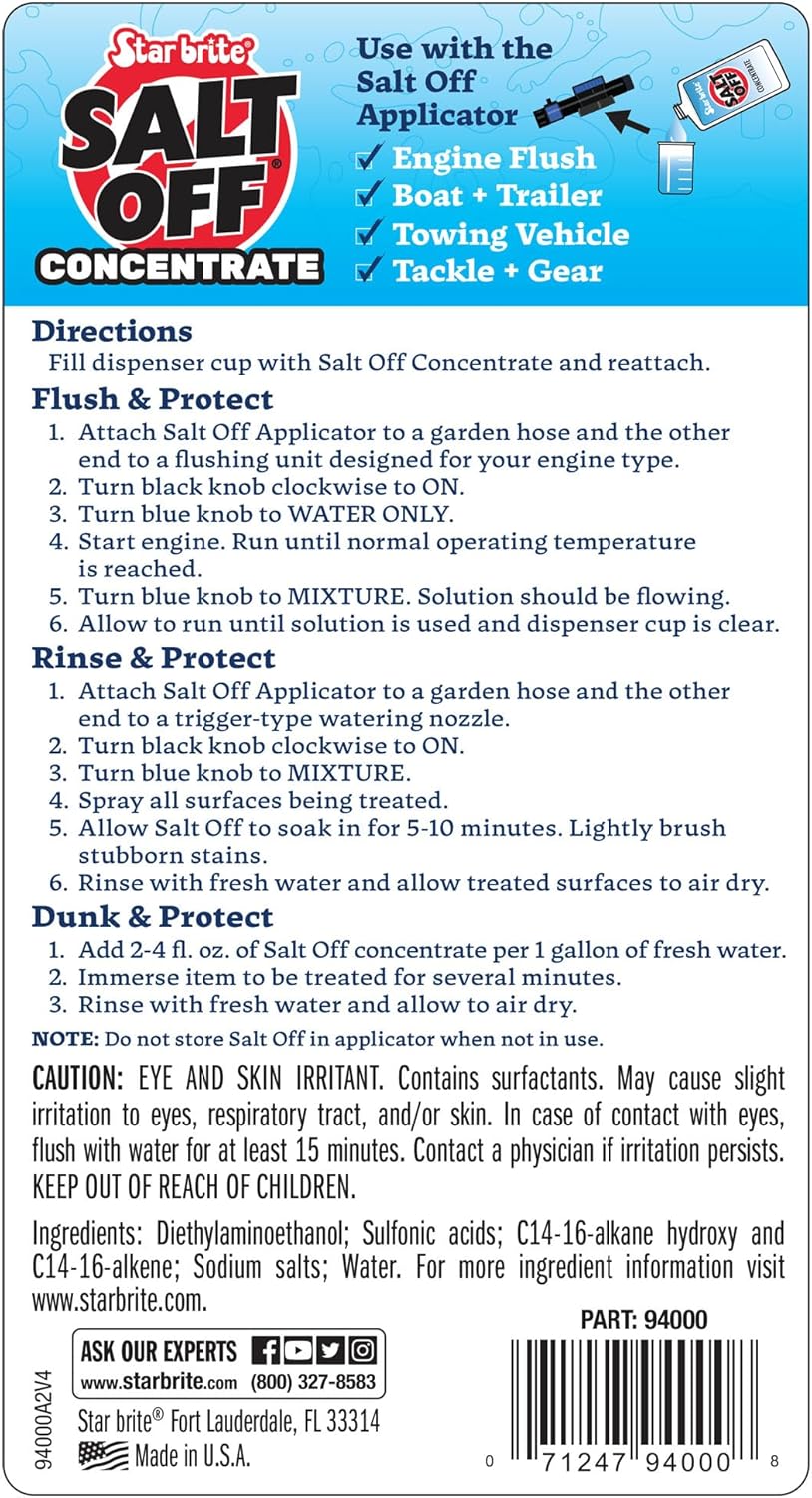 STAR BRITE Salt Off Concentrate - Ultimate Salt Remover Wash & Marine Engine Flush for Boats, Vehicles, Trailers, and More - 128 OZ Gallon (093900N)
