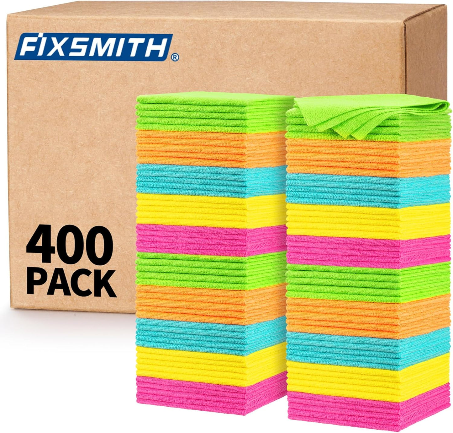FIXSMITH Shop Towels, Pack of 200, Grey Microfiber Cleaning Cloth Bulk, Microfiber Towels for Cars, All-Purpose Absorbent Cleaning Rags, Dust Cloth for Automotive, Mechanic, Garage, 11.5 x 11.5 inch