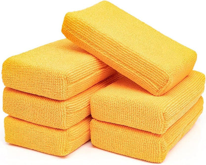 The Rag Company - Premium Grade Terry Microfiber Detailing Applicator Sponges - Versatile Detailing Tool, Extra Absorbent, Able to Withstand Numerous Uses, 3in x 5in, Black (6-Pack)
