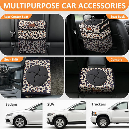 Vankor Car Trash Can Bin with Lid Hanging for Back Seat, Car Accessories for Women Men Leak Proof Automotive Garbage Cans Leakproof Vehicle Trash Can for Truck SUV Black