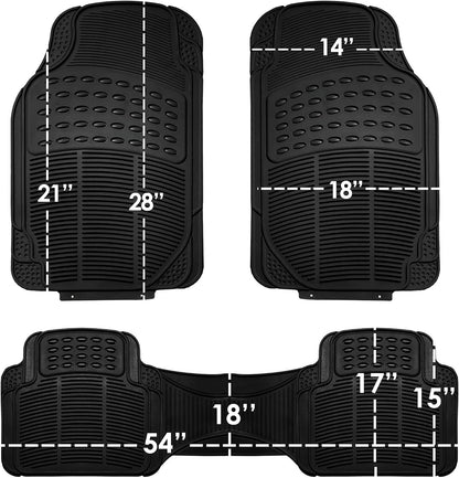 FH Group Automotive Floor Mats Solid ClimaProof for all weather protection Universal Fit Trimmable Heavy Duty fits most Cars, SUVs, and Trucks, 3pc Full Set Black