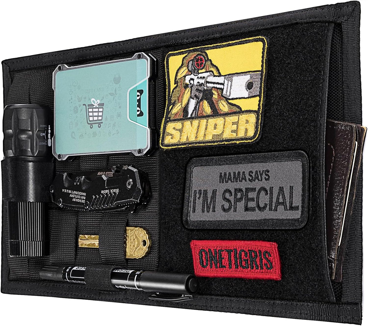 ONETIGRIS Molle Visor Panel Organizer, Tactical Car Sun Visor Organizer Molle Patch Panel Vehicle Visor Storage Holder Pouch, Molle Webbing with Hook-and-Loop Straps for Cars, Trucks, Suvs etc.