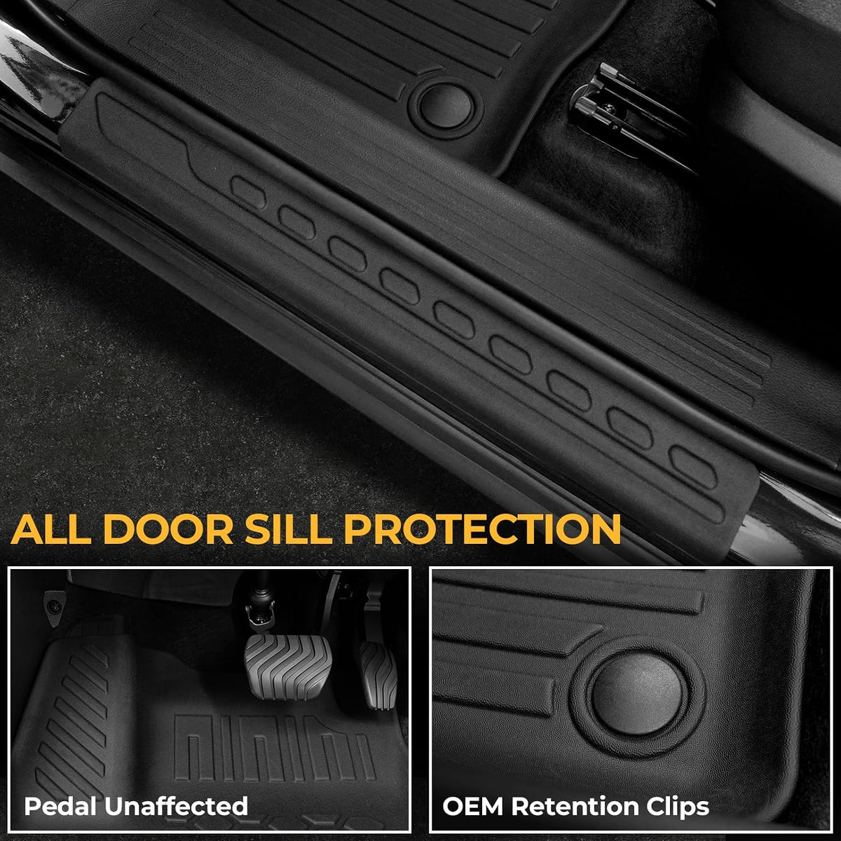 Floor Mats Set for Nissan Rogue 2026 2025 2024-2021 Accessories, Full Coverage All Weather Floor Mats Cargo Mat with Backrest Protectors & Door Sill Guards (Not for Sport)