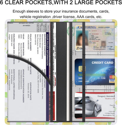 LumiMokki Premium Car Registration & Insurance Card Holder with Magnetic Shut, Vehicle Glove Box Car Organizer - For Documents, Cards, License (Black)