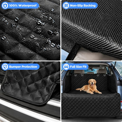 Ekisemio SUV Cargo Liner for Dogs – Waterproof with Bumper Flap, Non-Slip Large Trunk Mat, Scratchproof & Easy Clean, Universal Fit for SUVs Sedans Vans, Black