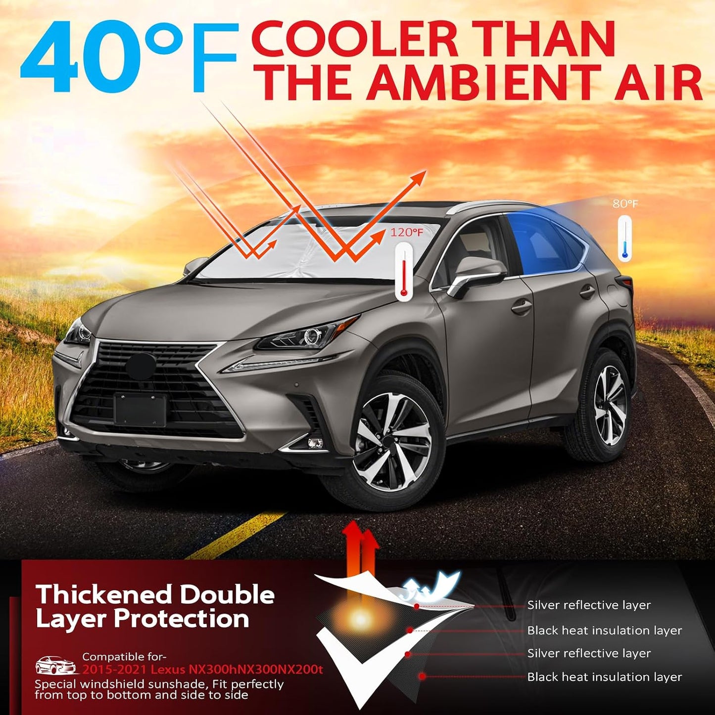 KAYZT Windshield Sun Shade for 2019-2025 2026 Chevy Silverado 1500 /GMC Sierra 1500 2500HD 3500HD Foldable Sunshade Front Window Custom Fit Car Accessories - Colors B