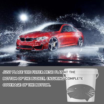 2 PCS Car Wash Bucket Insert Dirt Guard, Grit Trap Dirt Lock Filter for 3-5 Gallon 12 Inch Buckets, Automotive Detailing Wash Tool for to Prevent Swirl Marks (Black+Red)