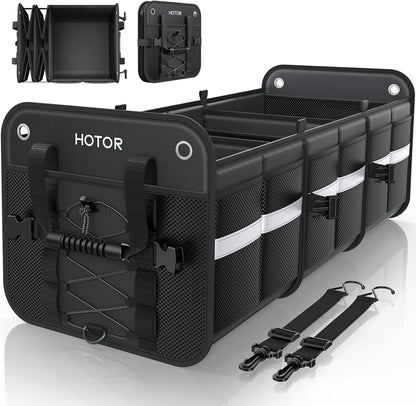 HOTOR Trunk Organizer for SUV – Car Storage Box with Reflective Strips, Collapsible Car Organizer with Large Capacity, Essential Car Accessories for Truck, Van & Sedan, Black, 33.1" x 13.0" x 12.0"