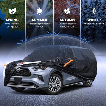 Large SUV Car Cover for Chevy Suburban 100% Waterproof All Weather, Heavy Duty Outdoor Full Exterior Covers Rain Sun Wind UV Protection. - Colors A