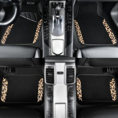 CAR PASS Waterproof Universal Car Floor Mats, Leopard Print Car Mats Fit for SUV,Vans,sedans, Trucks,Set of 4pcs Car Carpet with Driver Heel Pad and Nibs Backing, Leopard Car Accessories Gray Leopard