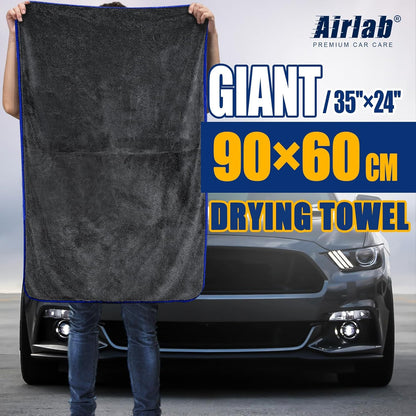 Airlab Microfiber Towels for Cars Wash Drying Thick Plush Cleaning Cloth Auto Detailing Super Absorbent for Interior & Exterior Lint Free, Streak Free, 16" X 16", 800 GSM, Pack of 4