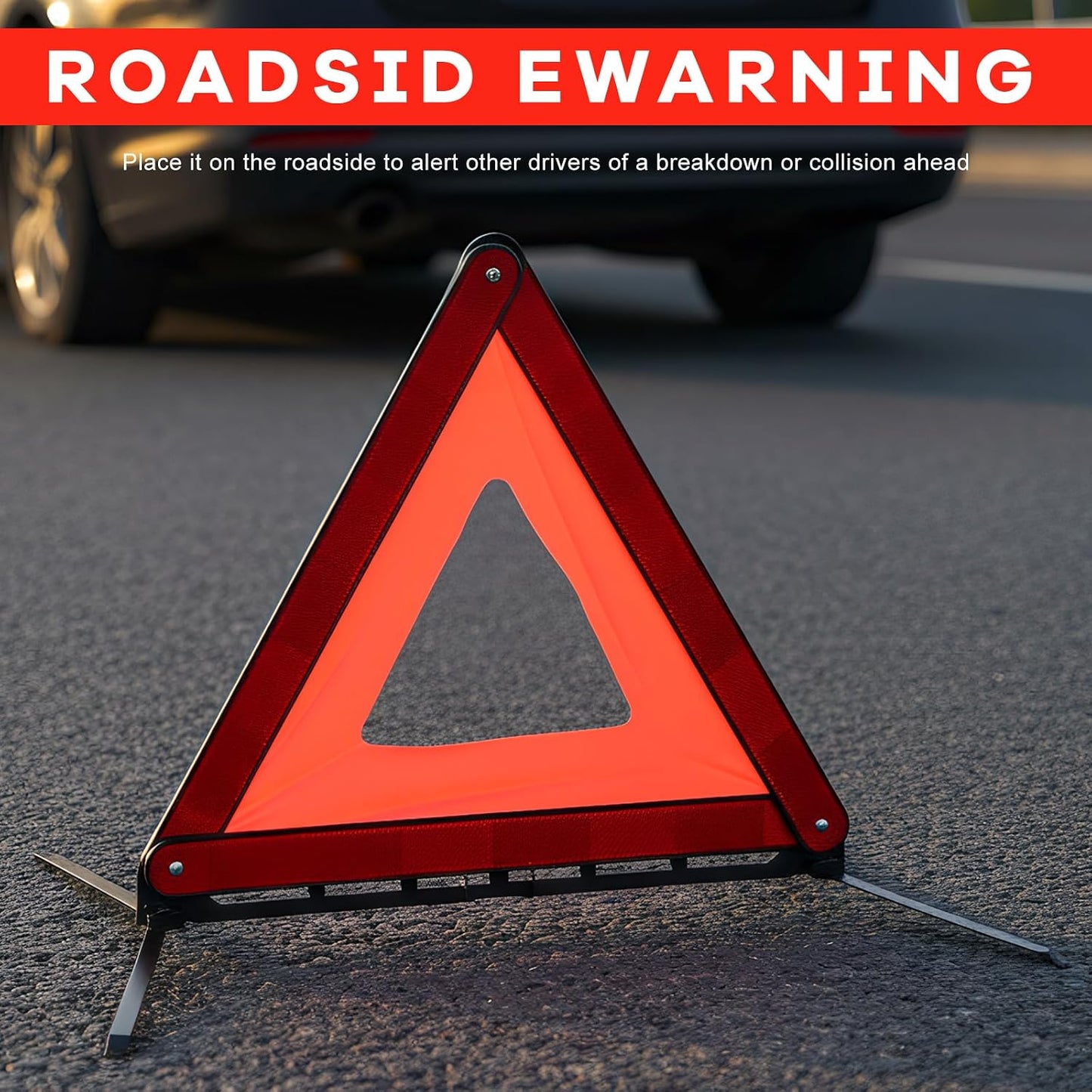 2 PCS Reflective Warning Triangle, Reflective Triangle Roadside Hazard Sign with Steel Bracket, Foldable Emergency Warning Signs for Vehicle Breakdown, Car Accessories