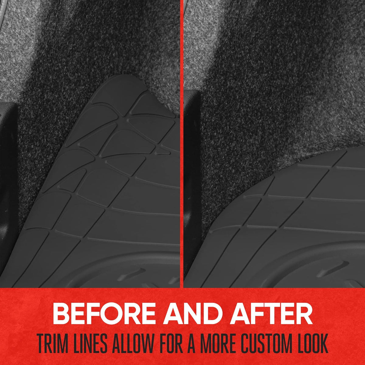 Motor Trend Heavy Duty Utility Cargo Liner Floor Mats for Car Truck SUV, Trimmable to Fit Trunk, All Weather Protection
