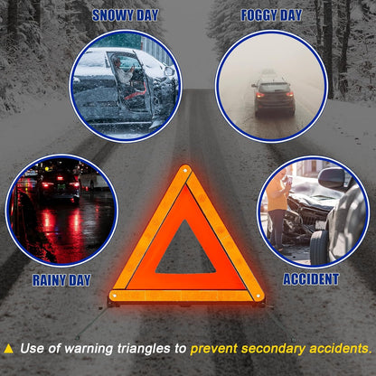 NYXOVA Warning Triangle Kit, Reflective Warning Road Safety Triangle Kit, Foldable Safety Triangle Kit Road Emergency Warning Reflector (3 Pack)