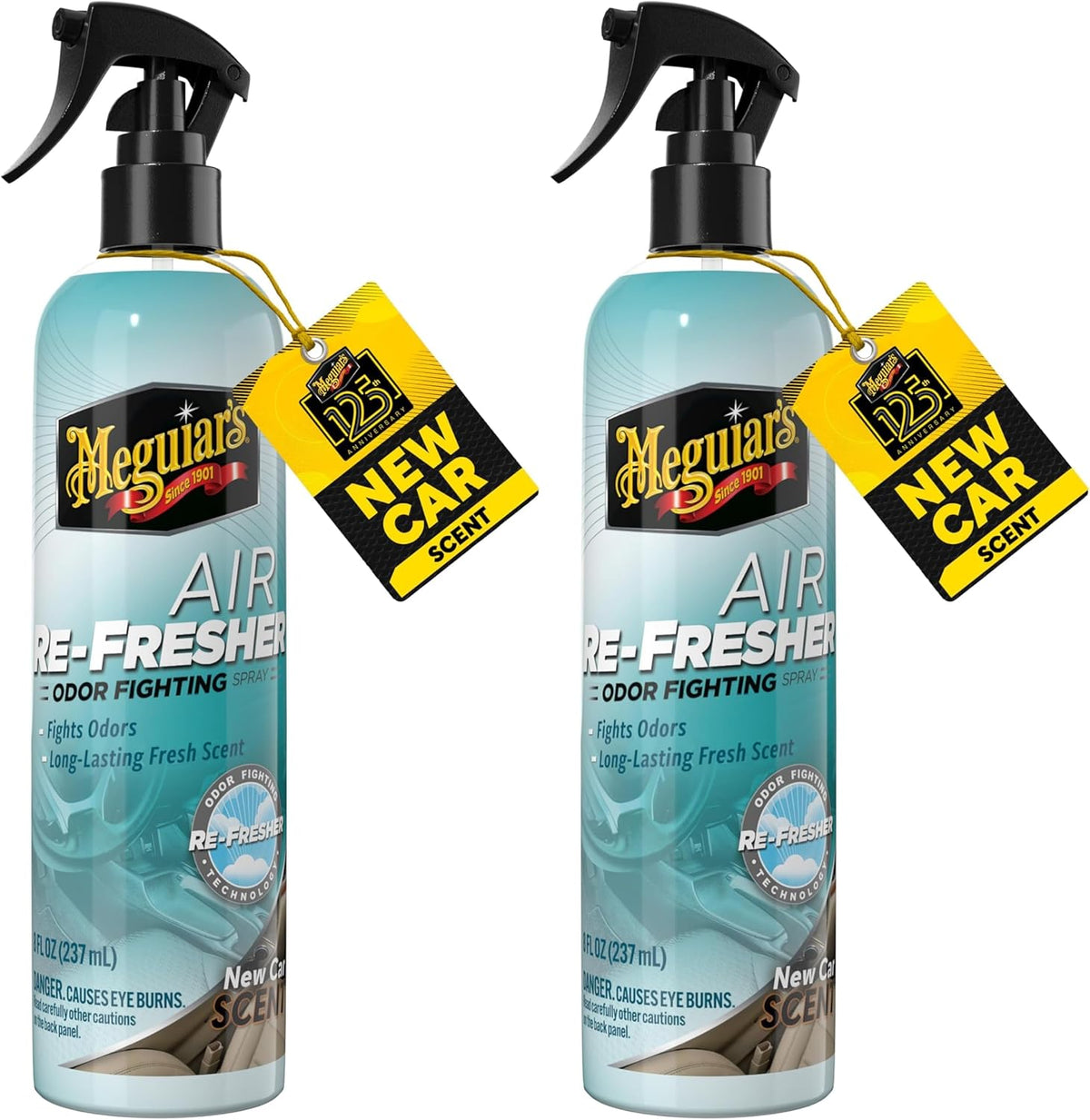 Meguiar’s Air Re-Fresher Odor Fighting Spray - New Car Scent - Convenient Car Air Freshener that Instantly Fights Odors and Leaves Behind a Long-Lasting New Car Scent, 8 Oz Trigger Spray