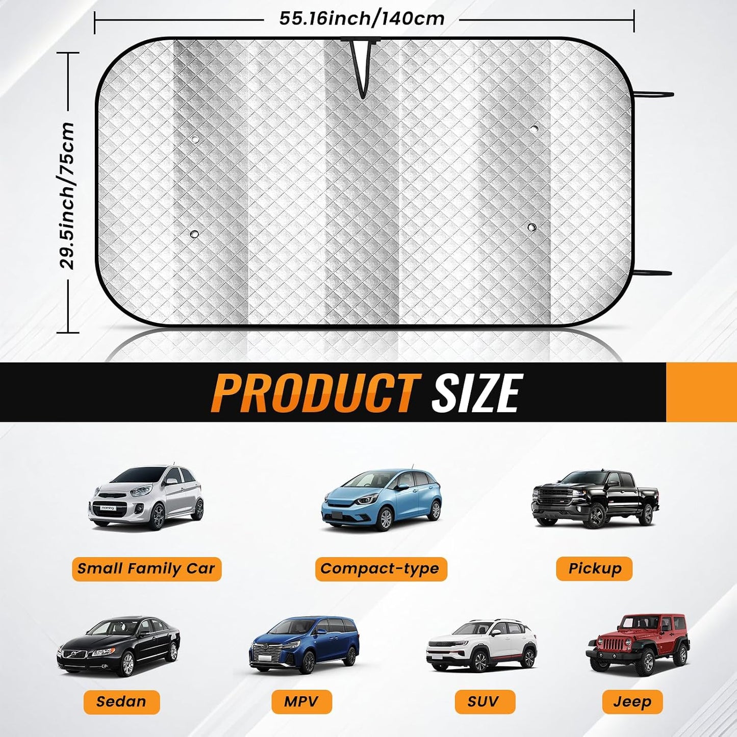 Iridescent Sun Shade for Car Windshield, Foldable Universal Car Windshield Upgrade Sunshade Enhanced UV Rays Reflective Sun Visor Shade Keeps Vehicle Cool