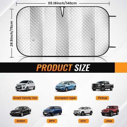 Iridescent Sun Shade for Car Windshield, Foldable Universal Car Windshield Upgrade Sunshade Enhanced UV Rays Reflective Sun Visor Shade Keeps Vehicle Cool