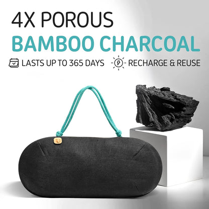 PURGGO Car Air Freshener - Lasts 365+ Days No Chemicals 100% Activated Bamboo Charcoal Fragrance-Free Deodorizer, Natural Auto Odor Eliminator, Purifier, Neutralizer, Absorb Smoke Smell