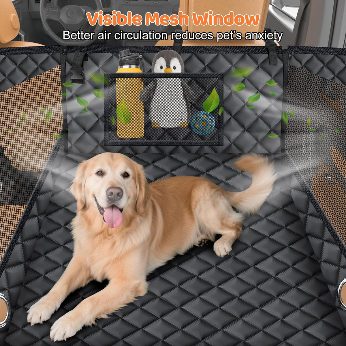 URPOWER Dog Car Seat Cover for Pets 100% Waterproof Seat Cover Hammock 600D Heavy Duty Scratch Proof Nonslip Durable Soft Back Seat Covers for Cars and SUVs