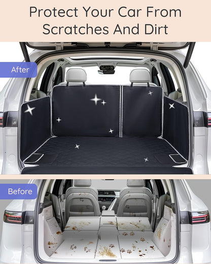 SUV Cargo Liner Waterproof Scratch-Resistant for Dogs Pet Trunk Mat with Non-Slip Bumper Flap Protector Heavy-Duty Cover for Sedans SUV