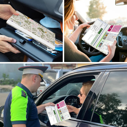 Car Registration and Insurance Holder, Auto Truck Document Holder with Magnetic Shut, Vehicle Glove Box Car Organizer, Interior Car Accessories for Women Men (Bow)