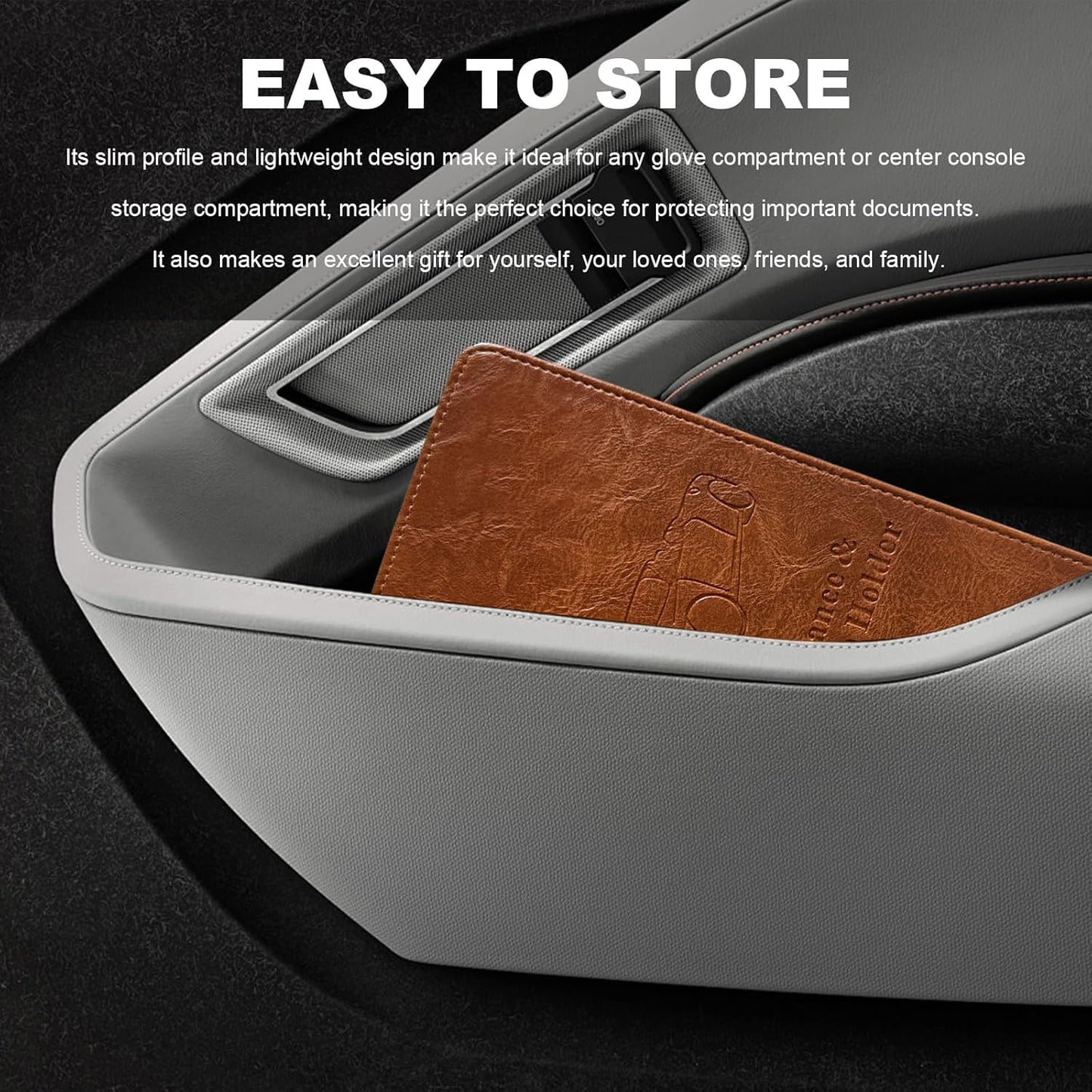 Car Registration and Insurance Holder, Leather Auto Glove Box Document Organizer with Magnetic Closure, Car Essential Paperwork Wallet Case Interior Accessories for Women Men (Leopard Print)