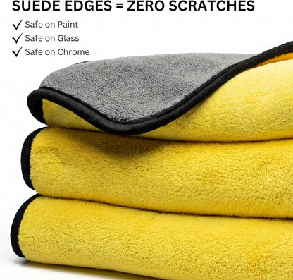 The Pro Stuff® Car Detailing Microfiber Towels - 600 GSM Thick Plush Auto Towels | Super Soft Dual-Sided for Cleaning, Washing, Buffing | Tagless, Scratch-Free, Lint Free Cloth (16"x16") (3)