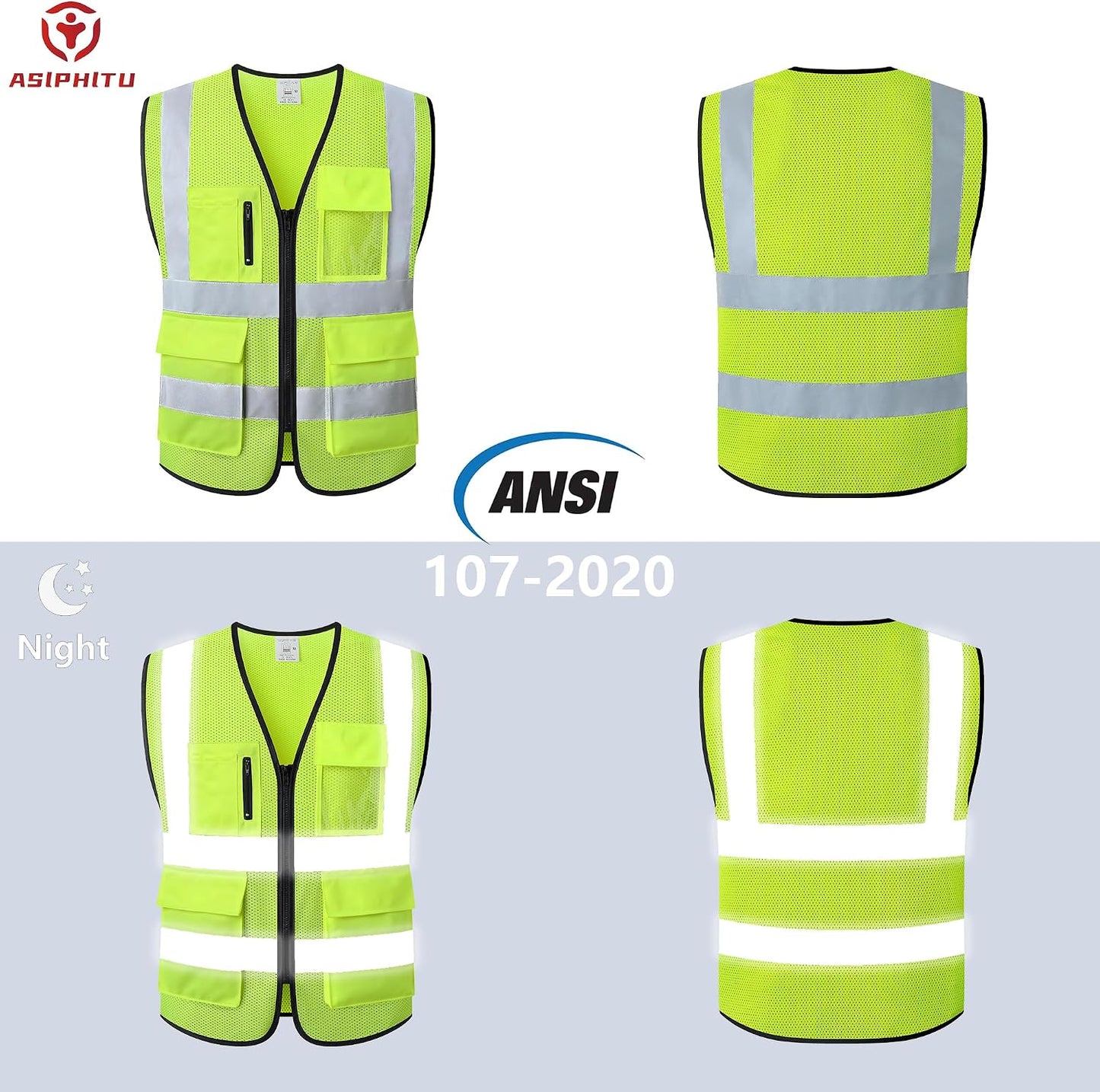 Reflective Safety Vest for Men Women Construction Vest Meet ANSI/ISEA Standard
