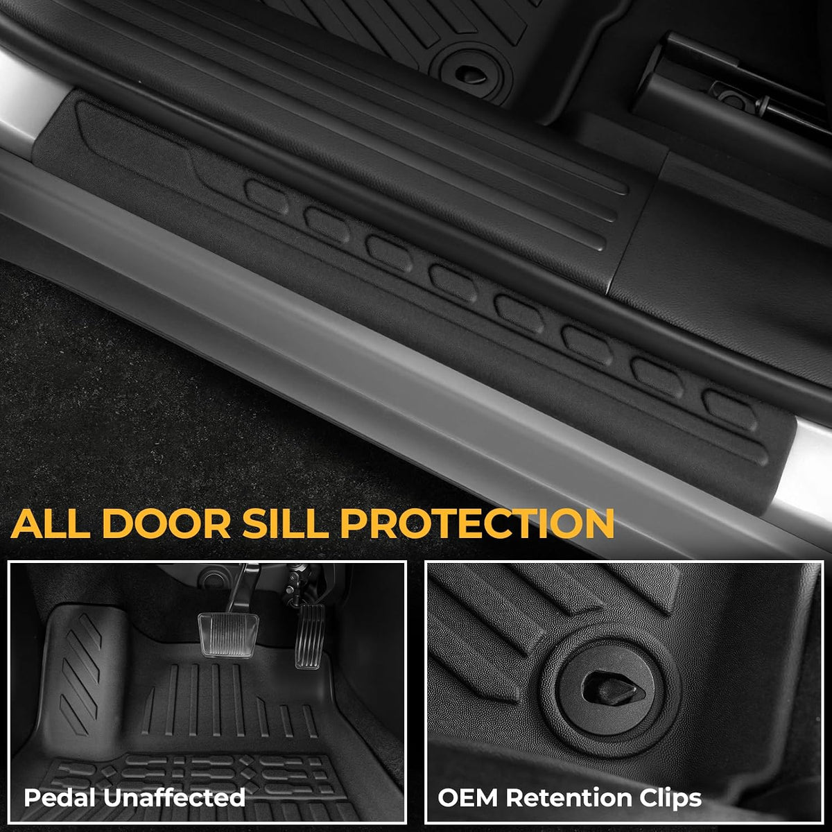 Floor Mats for Jeep Cherokee 2019-2023, All Weather Floor Mats Trunk Cargo Liner with Backrest Protectors and Door Sill Guards Accessories, Full Coverage Set