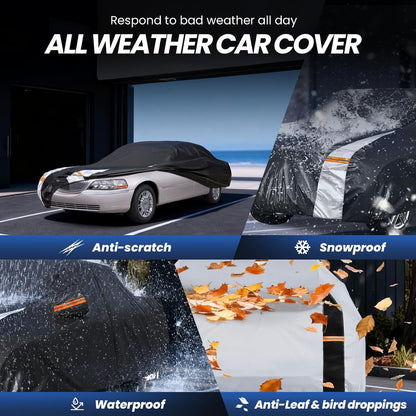 Large SUV Car Cover for Chevy Suburban 100% Waterproof All Weather, Heavy Duty Outdoor Full Exterior Covers Rain Sun Wind UV Protection. - Colors A