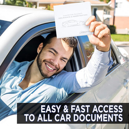 Andalus Auto Registration & Insurance Card Holder Pack of 2, Waterproof Essential Car Registration Holder with Hook & Loop Closure, Perfect for Every Vehicles Glove Boxes (White - 5 1/8" x 4 5/8")