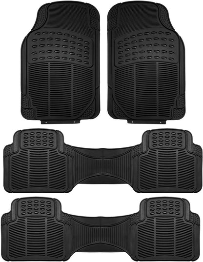 FH Group Automotive Floor Mats Solid ClimaProof for all weather protection Universal Fit Trimmable Heavy Duty fits most Cars, SUVs, and Trucks, 3pc Full Set Black