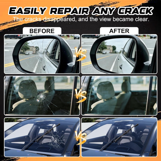 Windshield Crack Repair Kit for Chips and Cracks, 2026 New Glass Repair Liquid Glue, Quick Glass Repair Liquid, Auto Windshield Chip Glass Repair ToolsRepair Kit for All Crack Types(2pcs)