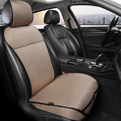 Auto Newer Luxury Breathable Car Seat Cover Fit Four Seasons, Universal Front of Car Seat Cushions, Bottom Seat Covers of Full Wrapped Edge,Universal Fit for 95% Cars,SUV,Pickup(Beige，2PCS)