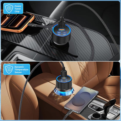 USB C Car Charger, Rombica 2Pack 3-Port 67W Dual PD USB-C&USB-A Car Power Cigarette Lighter USB Charger 3 in 1 PD/QC Type C Fast Car Charge for iPhone 17 17 Pro Max 16 15 14 13 12/Galaxy S26 S25/Pixel