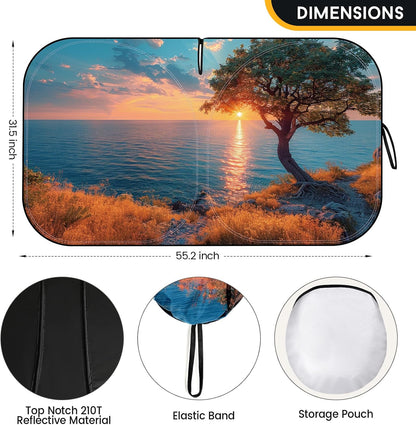 Car Windshield Sun Shade - Foldable Car Sun Shade Windshield for Front Window, Reflector Sunshade Offers Ultimate Protection for Cars Interior (55.2 x 31.5 in)