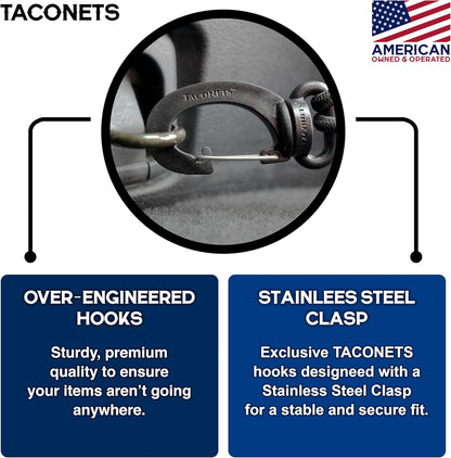 TacoNets Envelope Cargo Net for GMC Sierra & Chevy Silverado - Fits 2013-Current - Upgraded 5mm Bungee - Integrated Storage Bag - Heavy Duty Carabiners - Designed in USA
