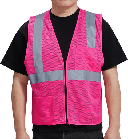 AYKRM 2 Pocket Mesh High Visibility Reflective Safety Vest for men & Women ANSI/ISEA 107 Standards