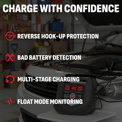 Schumacher Electric Car Battery Charger 12V/6V - Trickle Charger, Maintainer for Automobile & Marine Batteries (AGM/Gel/Deep Cycle) - SC1280