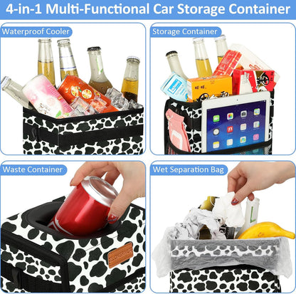 ELONGRIVER Car Trash Can Bin for Back Seat Leak Proof, Cute Car Trash Bag Hanging, Vehicle Trash Can for SUV Truck Van, Automotive Garbage Cans Front Seat Black