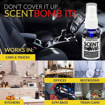 Scent Bomb Air Freshener Spray, Long-Lasting Odor Eliminator - Effective Deodorizer for Home & Car, Fresh Room Spray for Kitchen, Bathroom & Smell Neutralizer - 1 oz Pack of 4, Black Cherry Scent