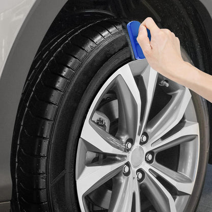 Car Tire Shine Applicator,Vegan Tire Shine Applicator with Curved Brush Head - Large Automotive Tire Dressing Applicator Brush with Storage Stand for Tire Detailing, 3.6 Inch Length (Black)