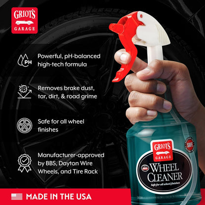 Griot's Garage Wheel Cleaning Kit, Includes Wheel Cleaner, Long-Reach Scrubbing Wheel Brush, and Two Mitts, 11224