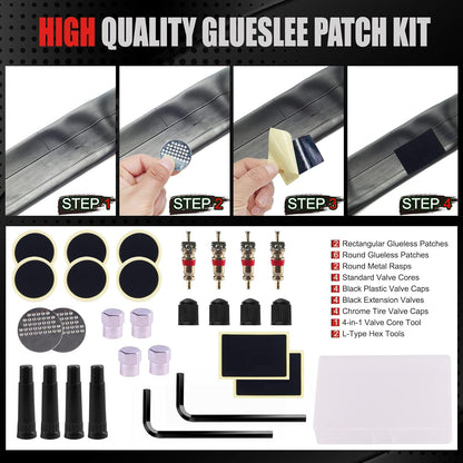 AWELCRAFT 10-Piece Economical Tire Repair Kit – Flat Tire Plug Kit with T-Handle Tools, Storage Case – Fix Punctures Fast, No Tire Removal Needed – Ideal for Car, Truck, Motorcycle, ATV