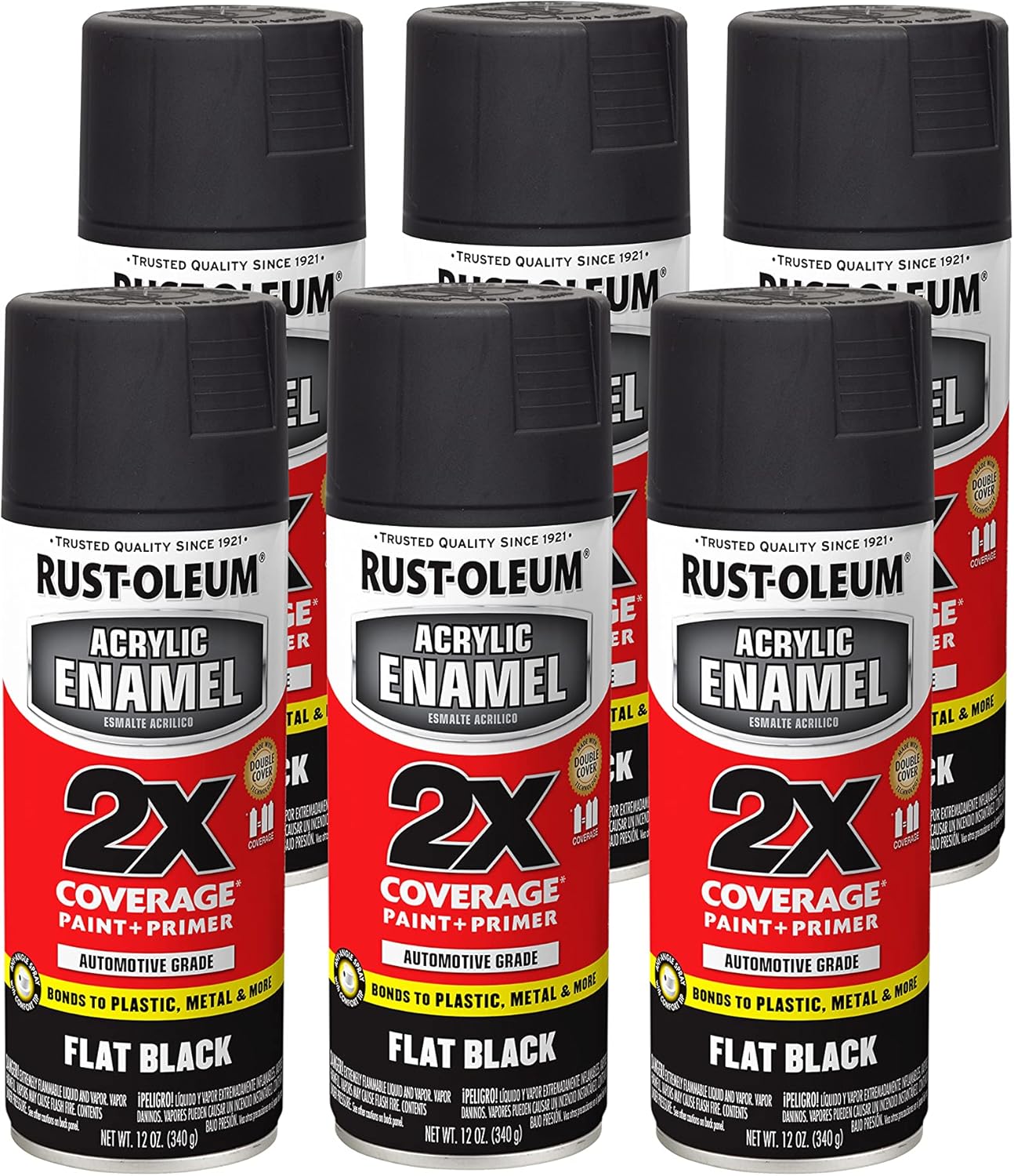 Rust-Oleum 271903 Acrylic Enamel 2X Spray Paint, 12 oz, Gloss Black, (Pack of 1)