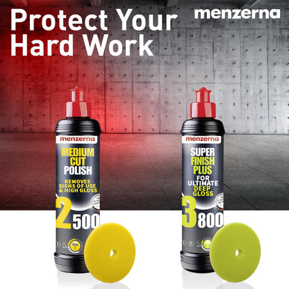 menzerna Medium Cut Polish 2500" I Abrasive Polishing Compound for Medium Scratches and Signs of Use I Buffing and Polishing Compound for Scratch Repair & a Glossy Finish I Silicone Free I 8 fl oz.