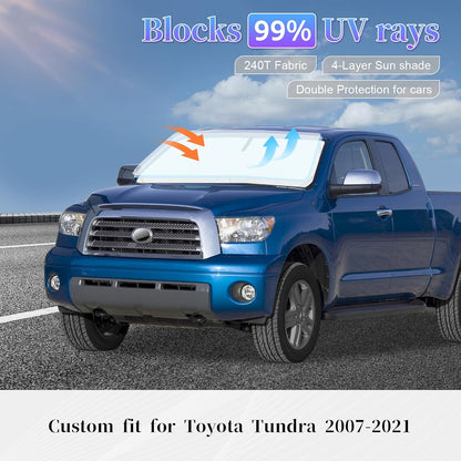 for Toyota Tacoma 2016-2023 2024 2025 2026 Sun Shade Sunshade Windshield Cover - 4 Layers Front Window Shade Custom Fit Tacoma 2Dr 4Dr Pickup Sun Visor 240T Shade Blocks UV Rays Car Accessories - Colors E