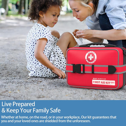 Comprehensive First Aid Kit for Home, Premium Emergency Trauma Kits with Shoulder Strap for Car Camping Gear, Waterproof Survival Kit, Home Essentials, Outdoor Emergency Medical Supplies -324 Piece